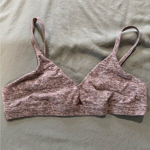 ALO Yoga Heathered Gray/Pink Sports Bralette